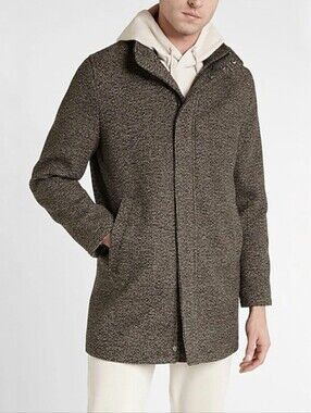 Express men's Stand Collar Wool-Blend Classic Coat Jacket Multi Brown size small